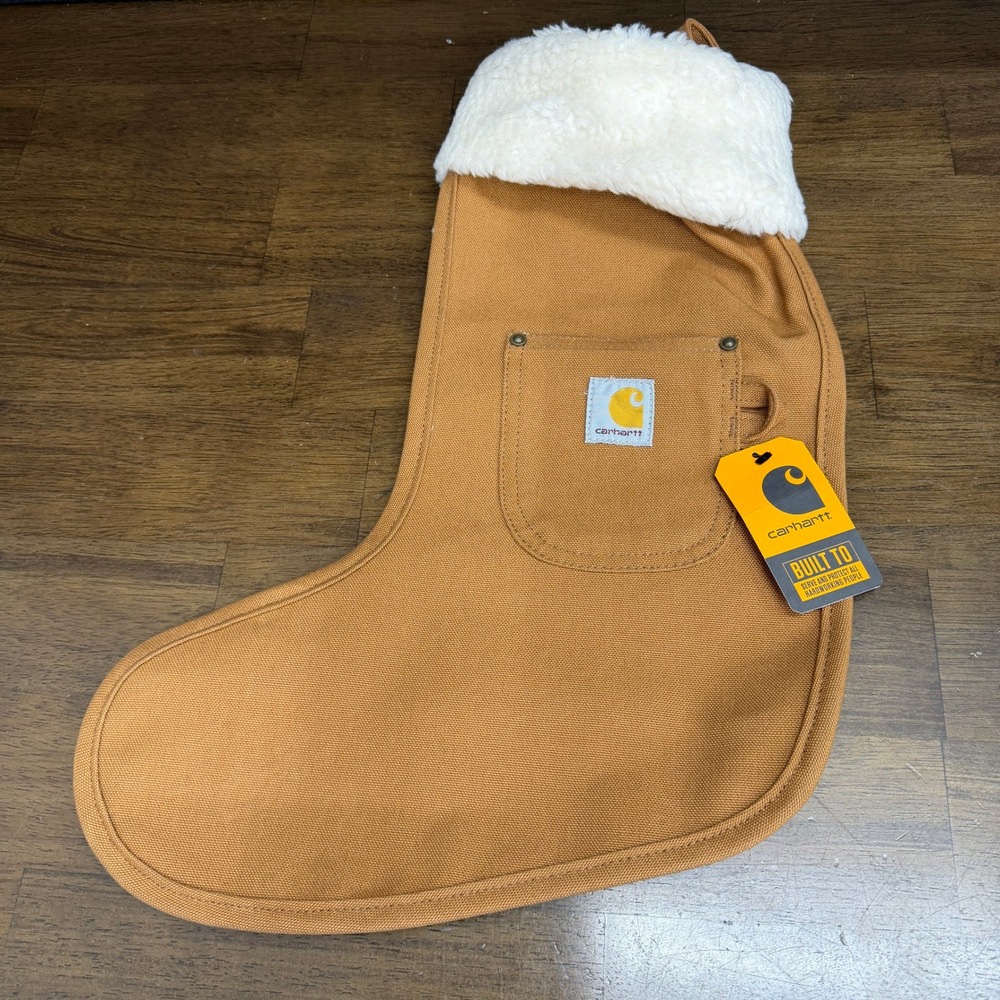 Carhartt Christmas Stocking Unisex OS Brown Sherpa Trim Duck Canvas AM2301-M